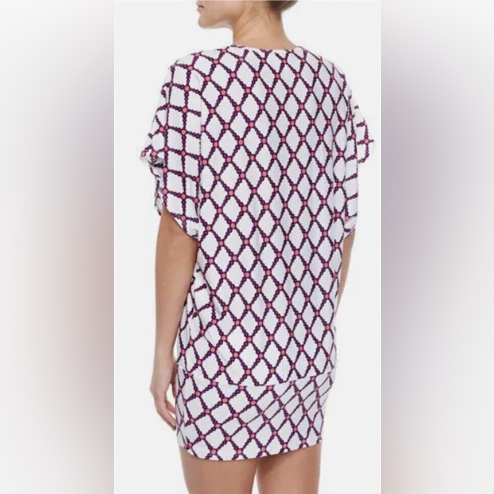 Trina Turk KON TIKI Swim Suit Cover Up Medium White Black Pink Beach Dress - Picture 4 of 7